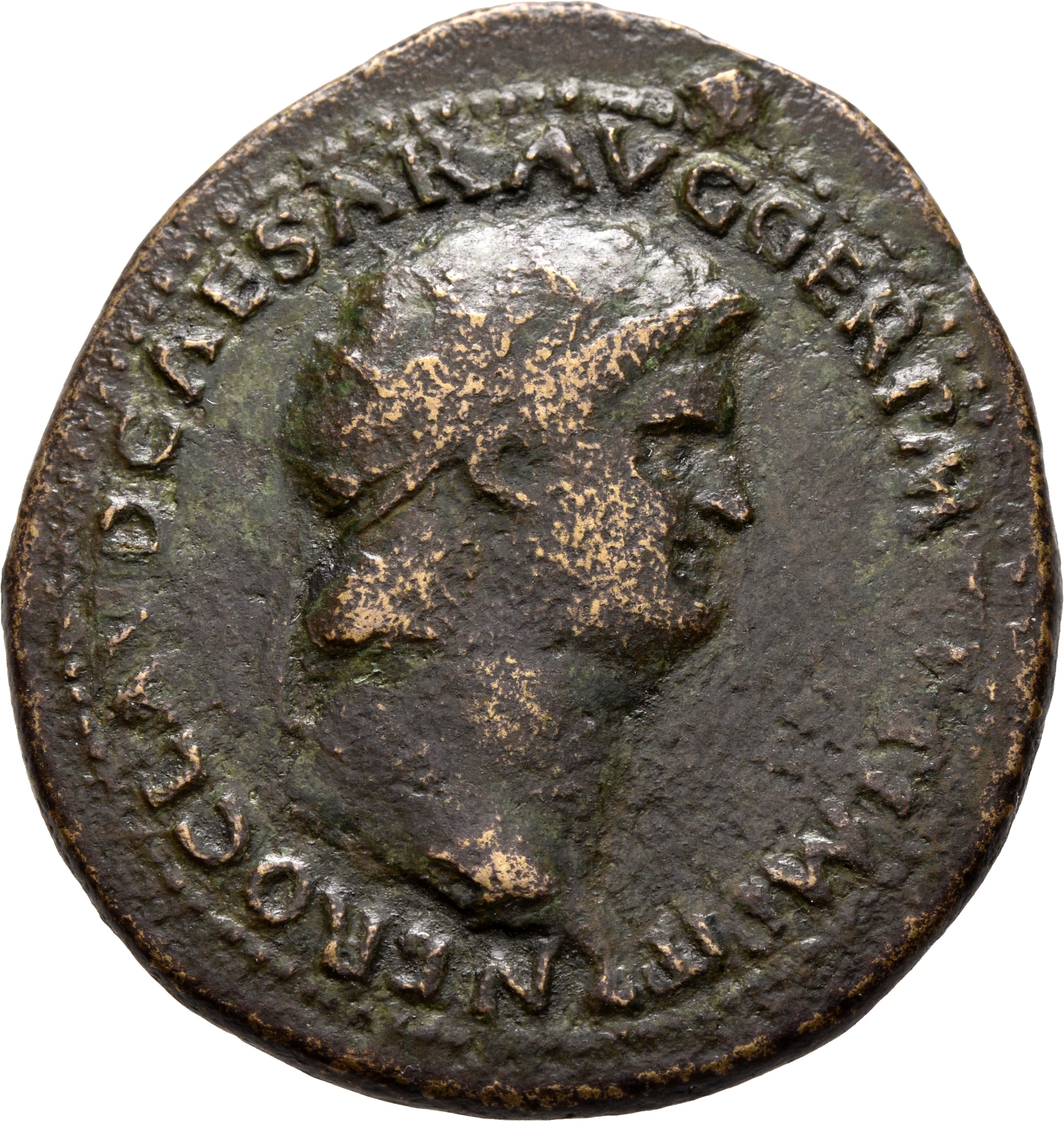 RIC I (second edition) Nero 379 Nero obverse, Head of Nero, radiate, right; small globe at point of neck