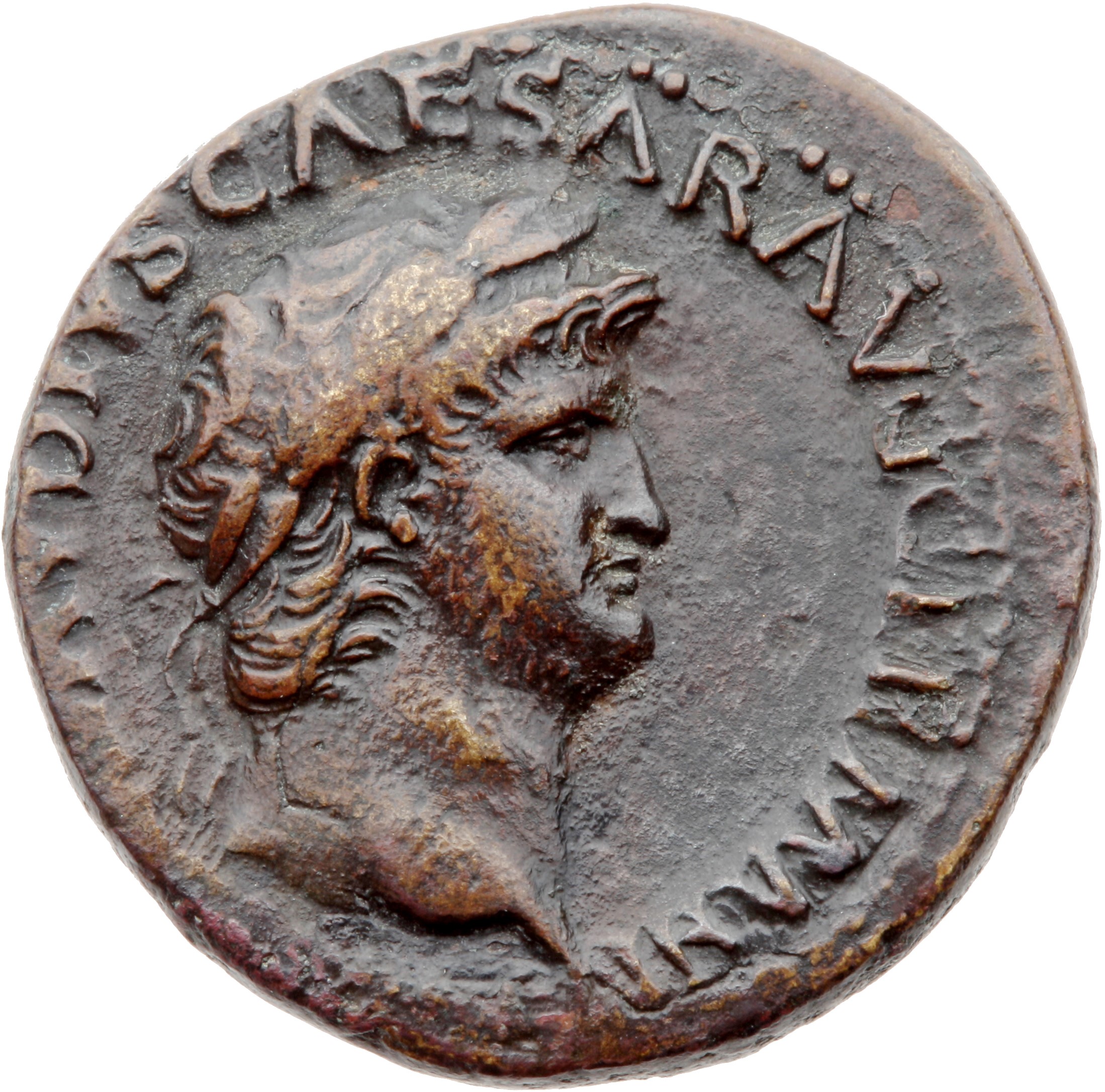 RIC I (second edition) Nero 380 Nero obverse, Head of Nero, laureate, right; small globe at point of neck