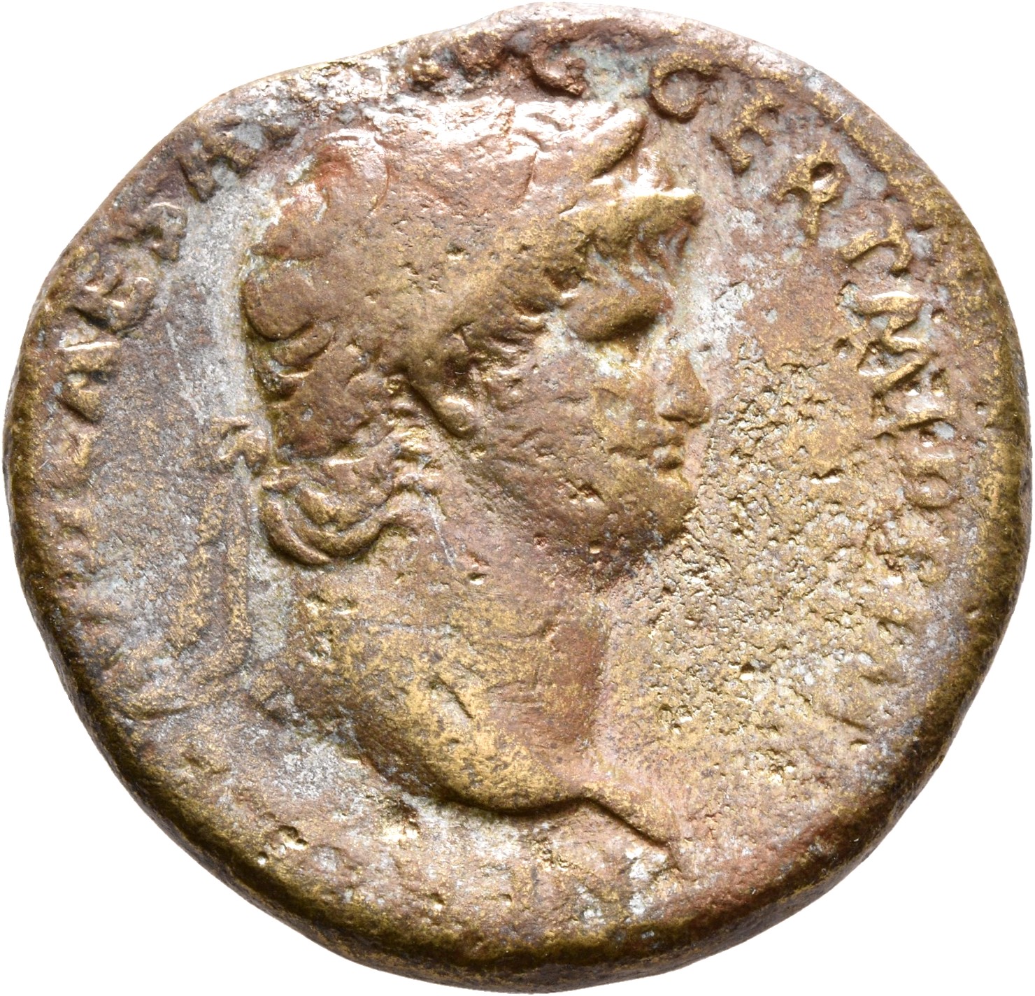 RIC I (second edition) Nero 398 Nero obverse, Head of Nero, laureate, right; small globe at point of neck
