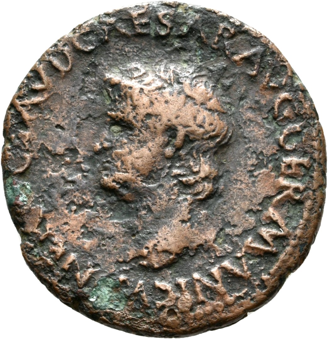 RIC I (second edition) Nero 417 Nero obverse, Head of Nero, bare, left; small globe at point of neck