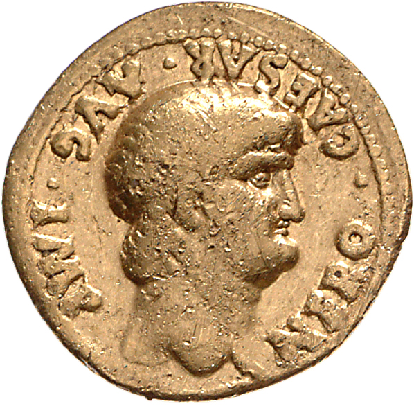 RIC I (second edition) Nero 42 Nero obverse, Head of Nero, bare, right