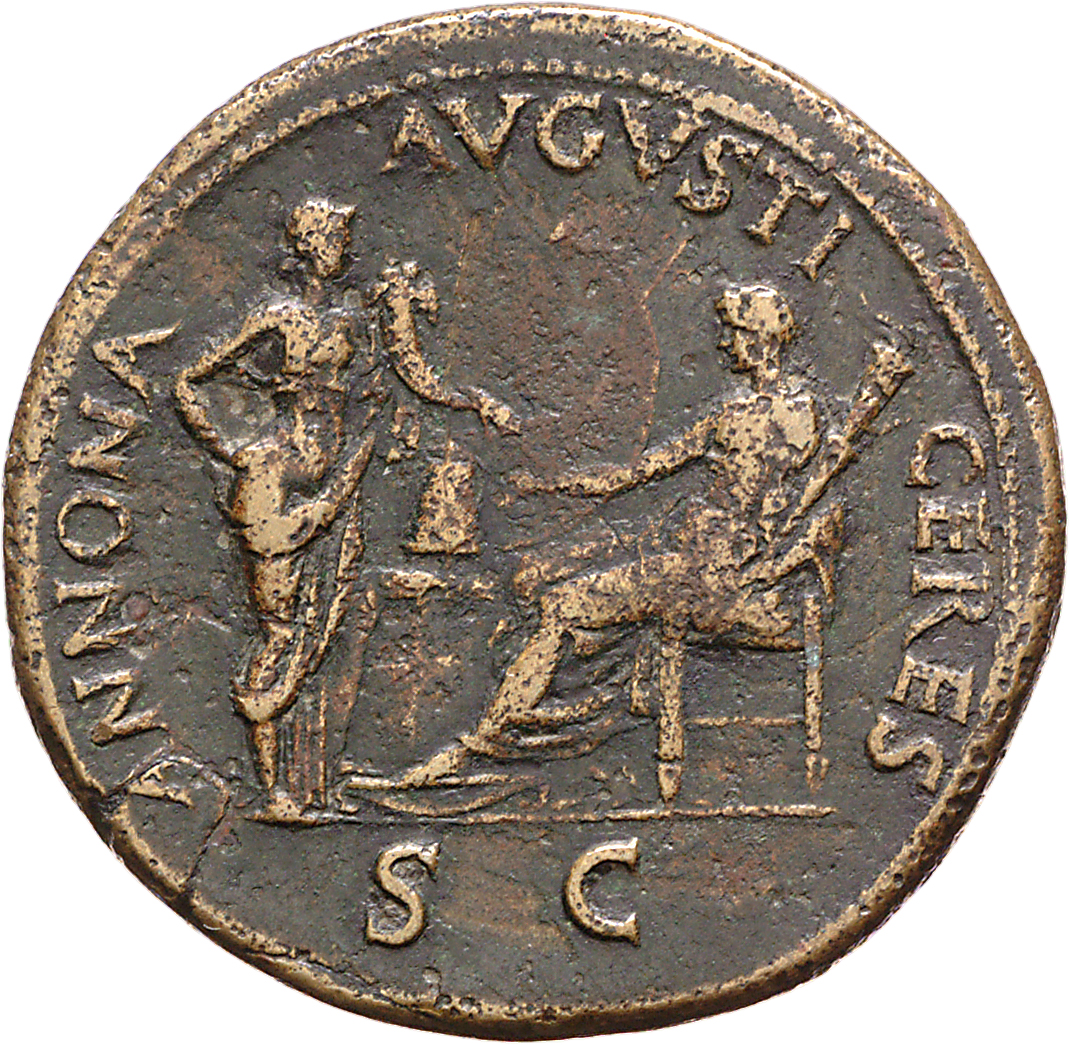 RIC I (second edition) Nero 431 Nero reverse, Ceres, right, veiled and draped, seated left, holding corn-ears and torch, f...