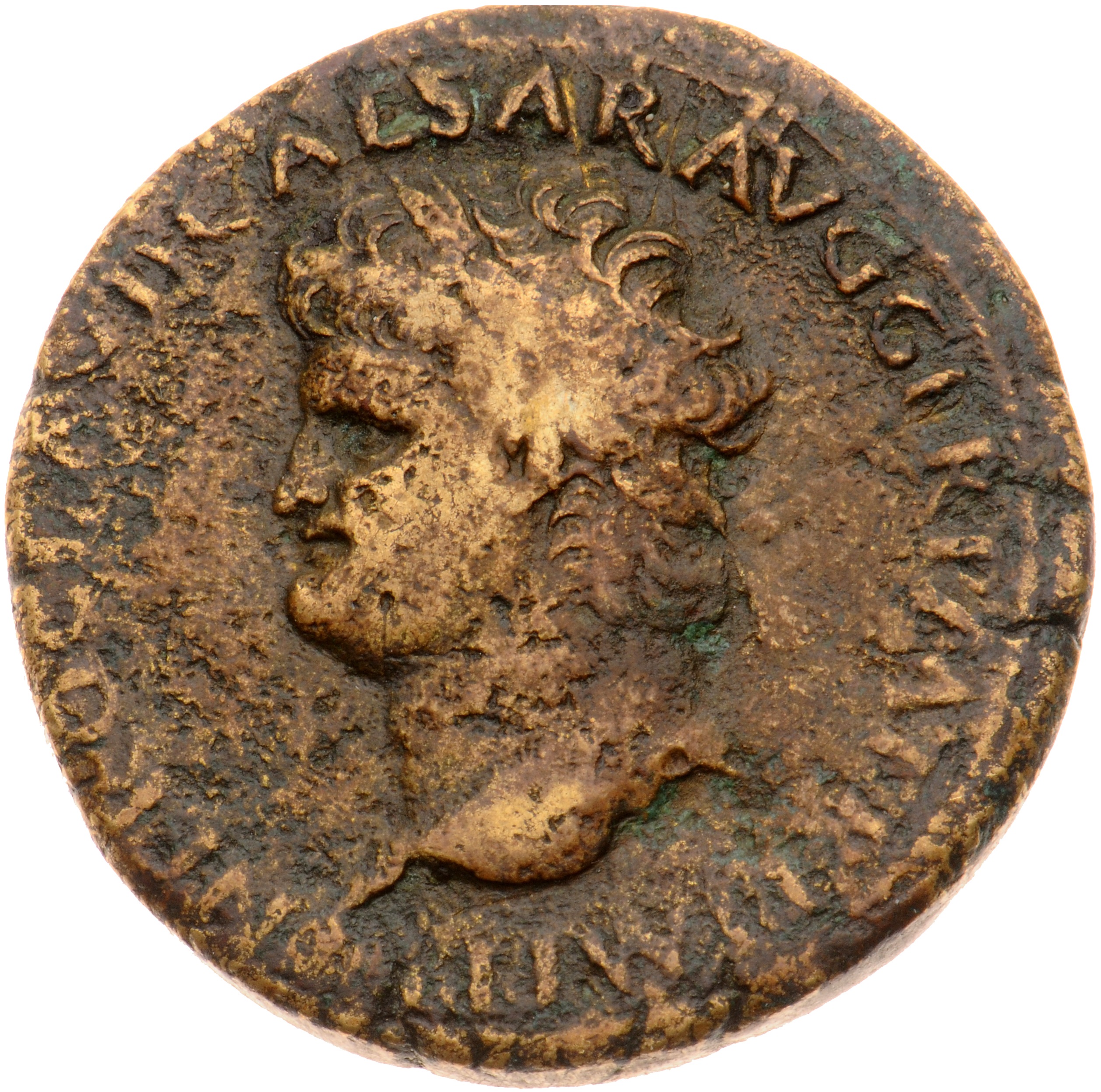 RIC I (second edition) Nero 435 Nero obverse, Head of Nero, laureate, left; small globe at point of neck