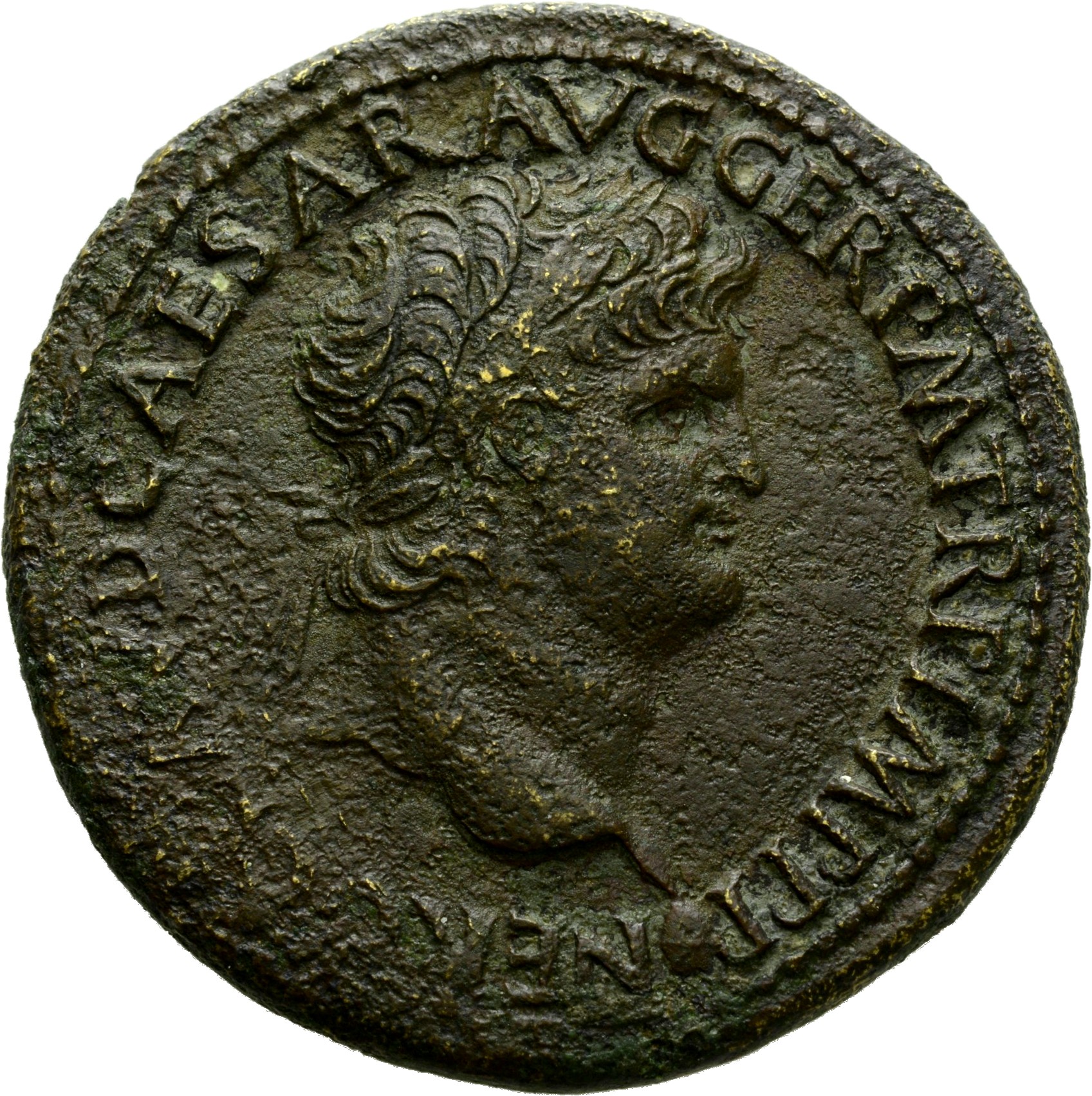 RIC I (second edition) Nero 442 Nero obverse, Head of Nero, laureate, right; small globe at point of neck
