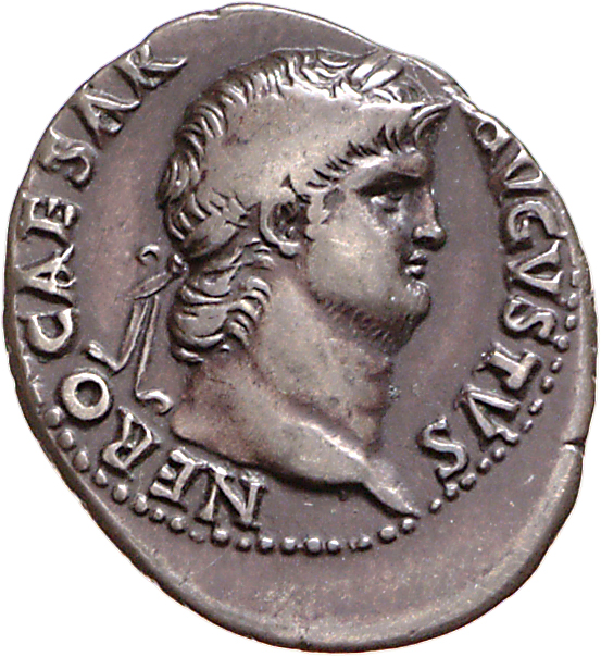 RIC I (second edition) Nero 45 Nero obverse, Head of Nero, laureate, right, with beard