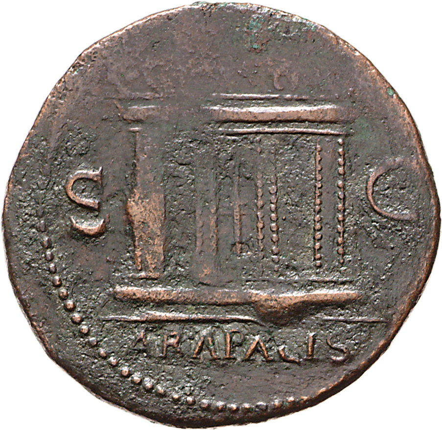 RIC I (second edition) Nero 460 Nero reverse, Altar with decorated panels and ornamented top, and central double doors