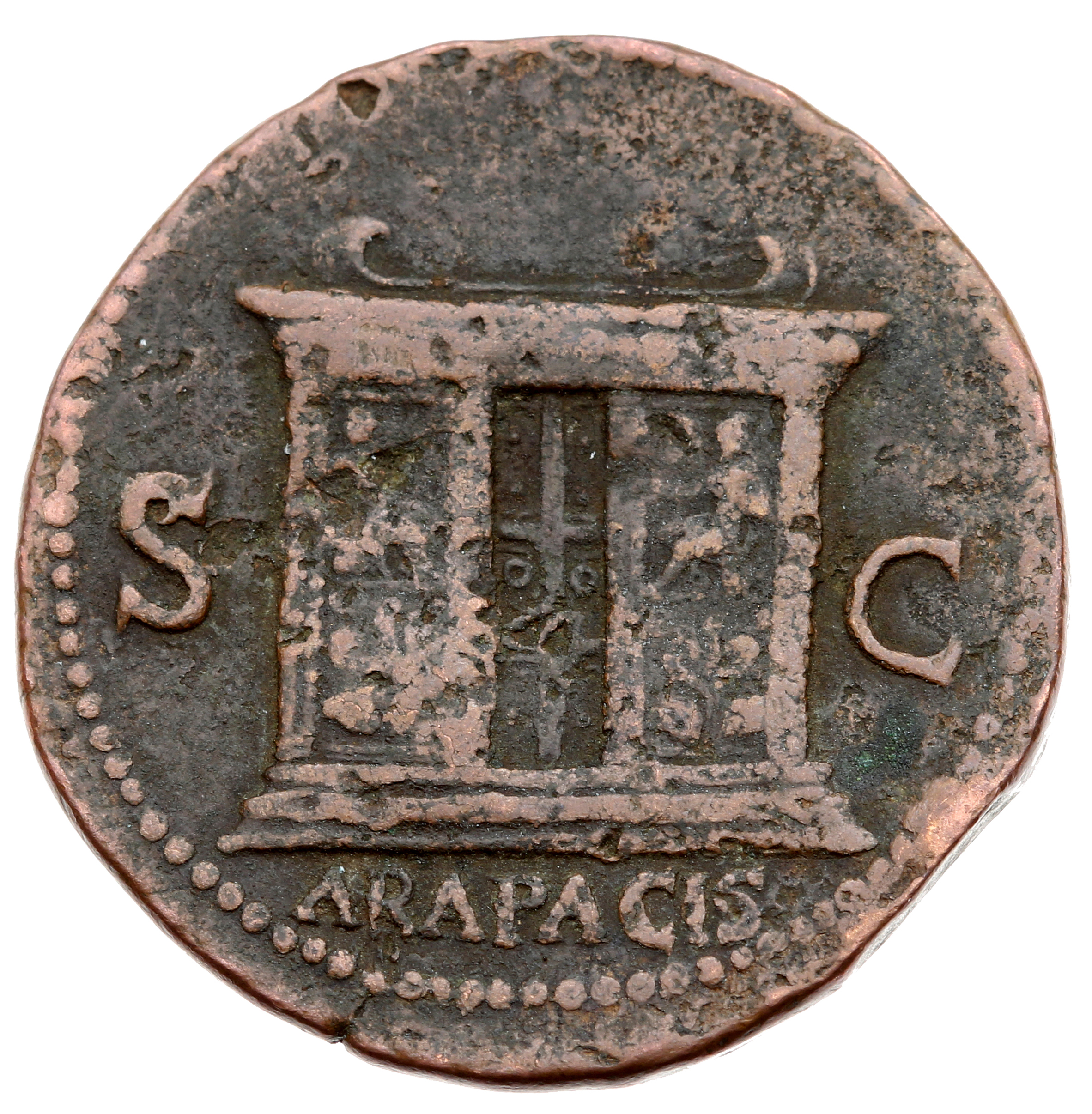 RIC I (second edition) Nero 460 Nero reverse, Altar with decorated panels and ornamented top, and central double doors