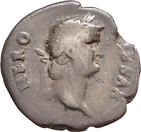 RIC I (second edition) Nero 47 Nero obverse, Head of Nero, laureate, right, with beard