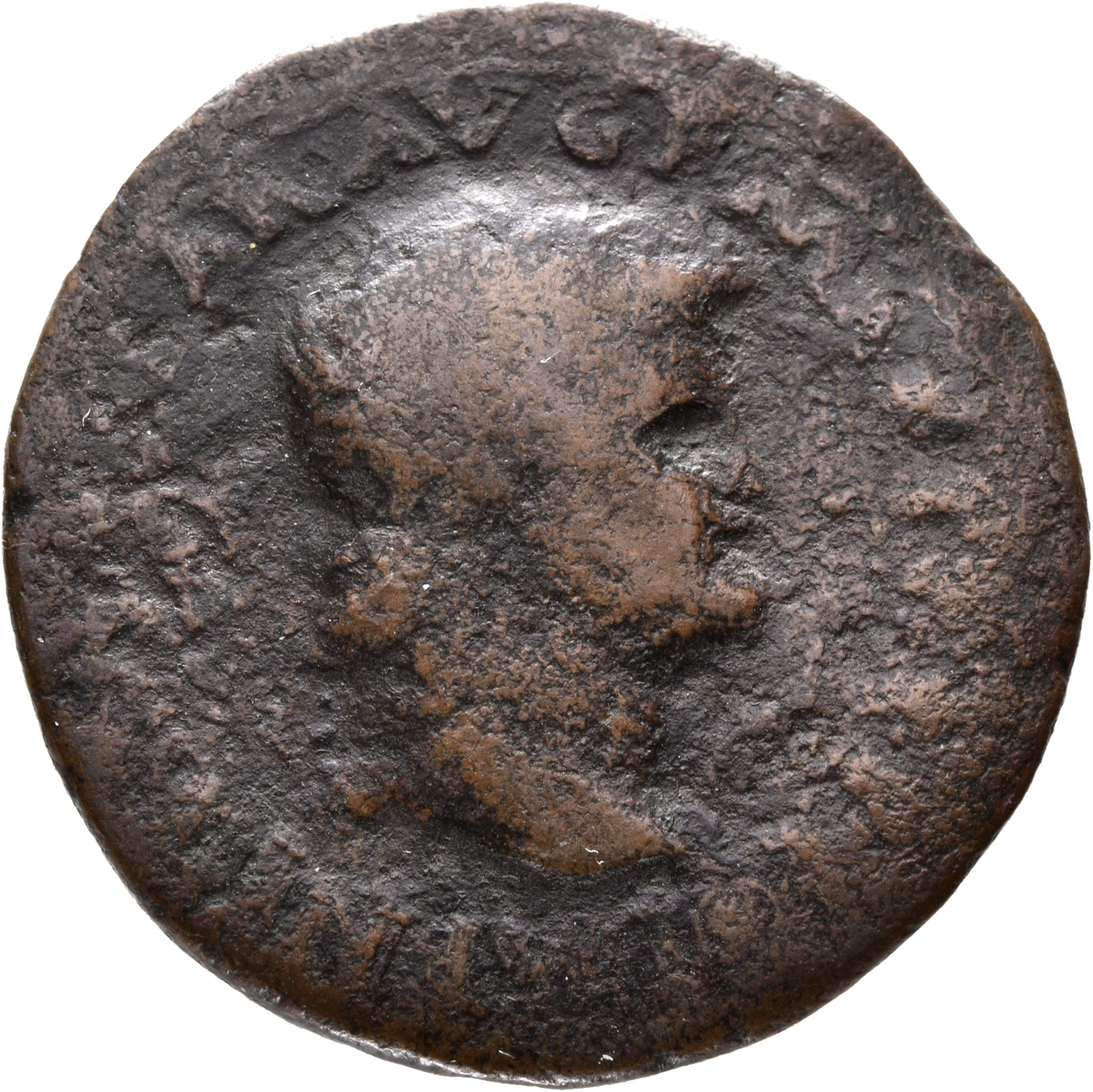 RIC I (second edition) Nero 471 Nero obverse, Head of Nero, bare, right; small globe at point of neck