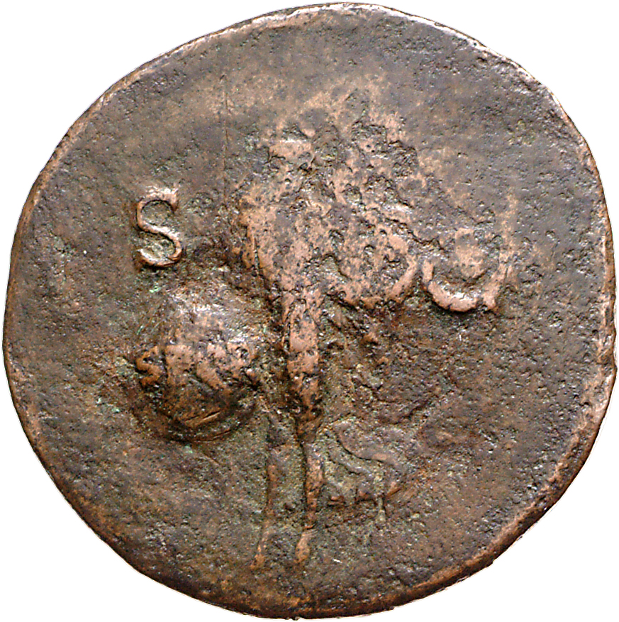 RIC I (second edition) Nero 475 Nero reverse, Victory, winged, draped, moving left, holding in both hands shield inscribed...