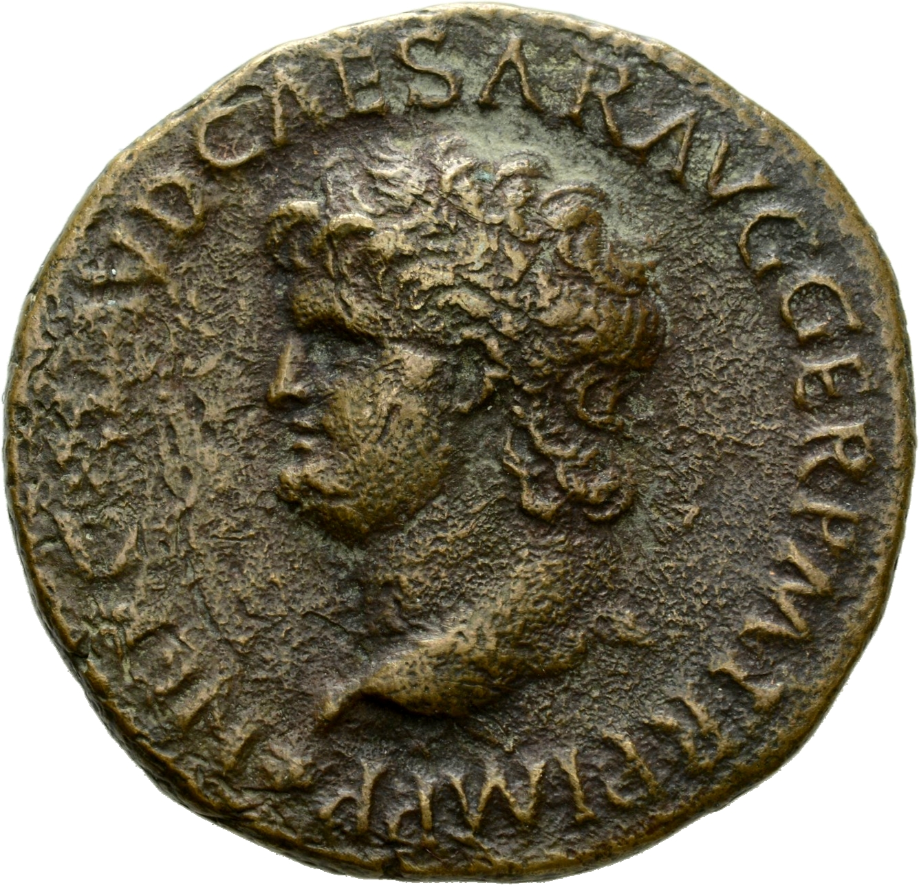RIC I (second edition) Nero 476 Nero obverse, Head of Nero, bare, left; small globe at point of neck
