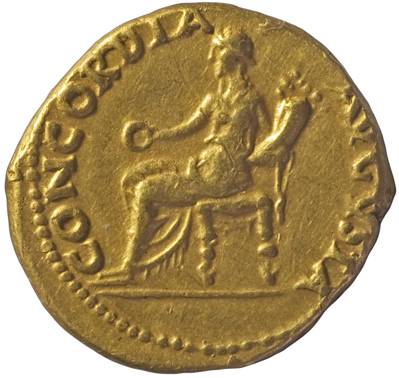 RIC I (second edition) Nero 48 Nero reverse, Concordia, draped, seated left, holding patera in right hand and cornucopiae ...