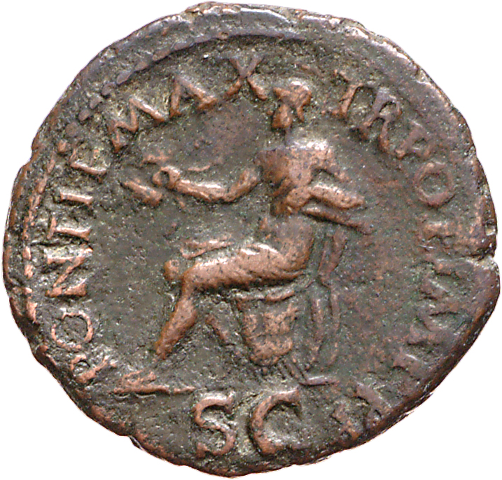 RIC I (second edition) Nero 484 Nero reverse, Roma, helmeted, in military dress, seated left on cuirass, holding wreath an...