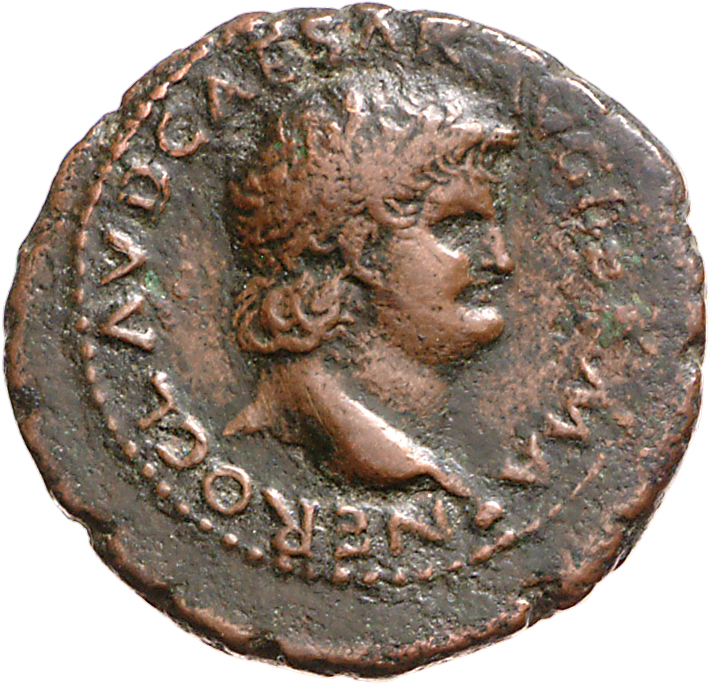 RIC I (second edition) Nero 484 Nero obverse, Head of Nero, bare, right; small globe at point of neck