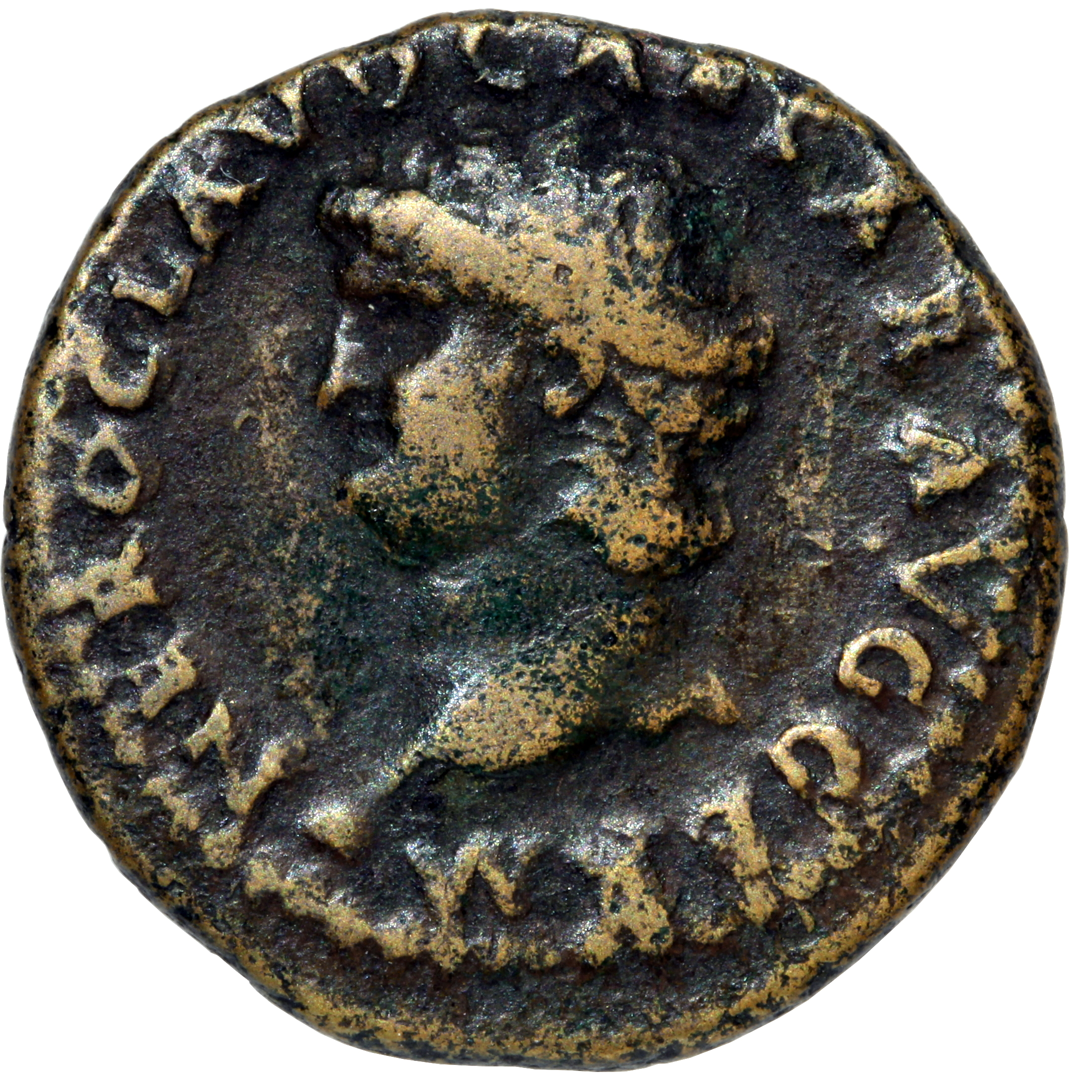RIC I (second edition) Nero 487 Nero obverse — Head of Nero, bare, left; small globe at point of neck