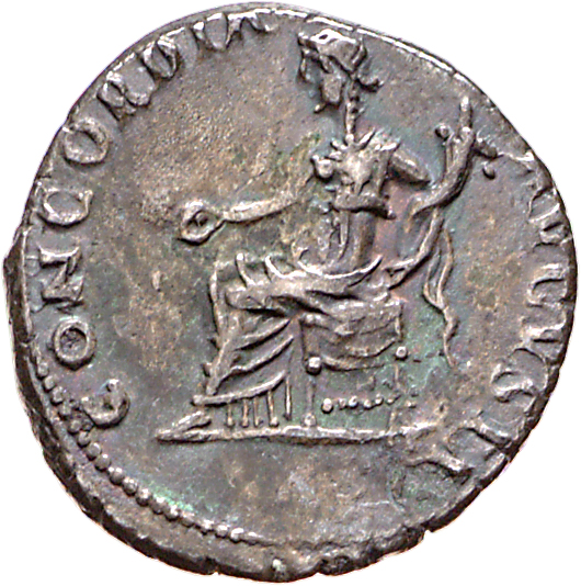 RIC I (second edition) Nero 49 Nero reverse, Concordia, draped, seated left, holding patera in right hand and cornucopiae ...