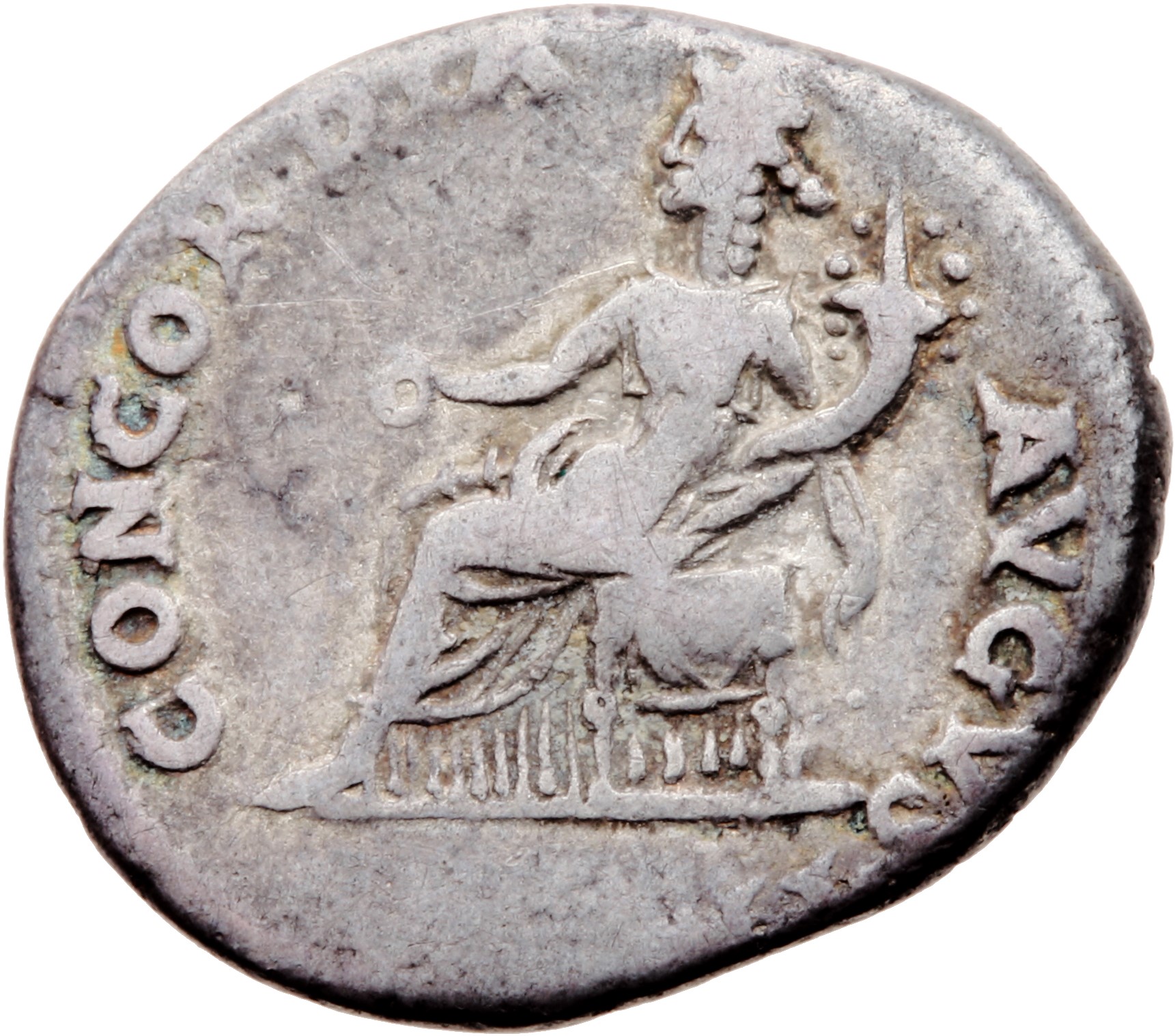 RIC I (second edition) Nero 49 Nero reverse, Concordia, draped, seated left, holding patera in right hand and cornucopiae ...