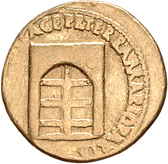 RIC I (second edition) Nero 50 Nero reverse, Temple of Janus with closed doors