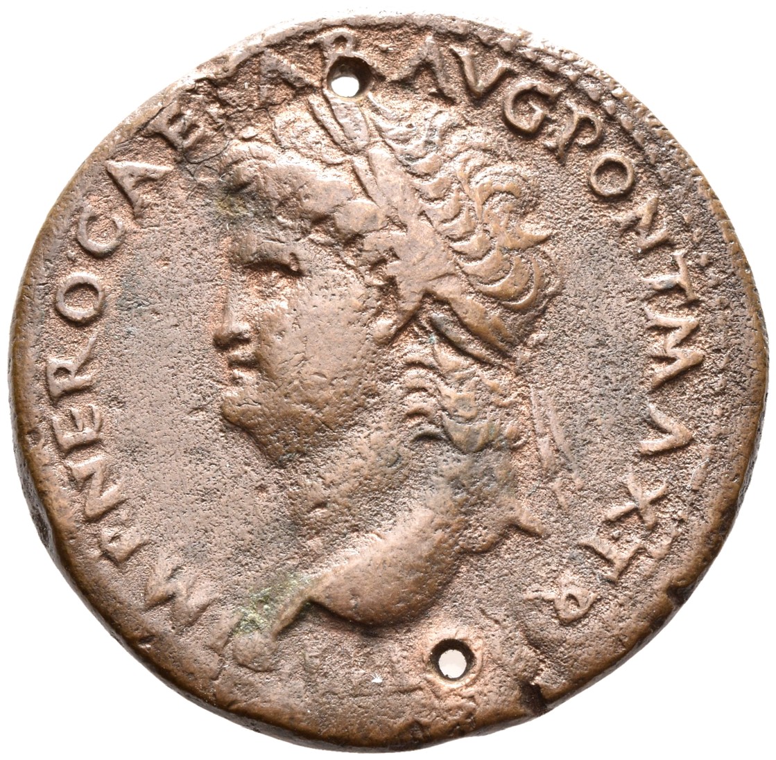 RIC I (second edition) Nero 500 Nero obverse, Head of Nero, laureate, left; small globe at point of neck