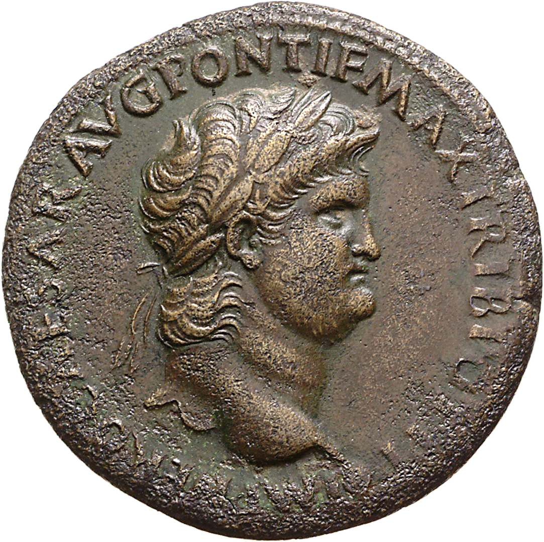 RIC I (second edition) Nero 506 Nero obverse, Head of Nero, laureate, right; small globe at point of neck