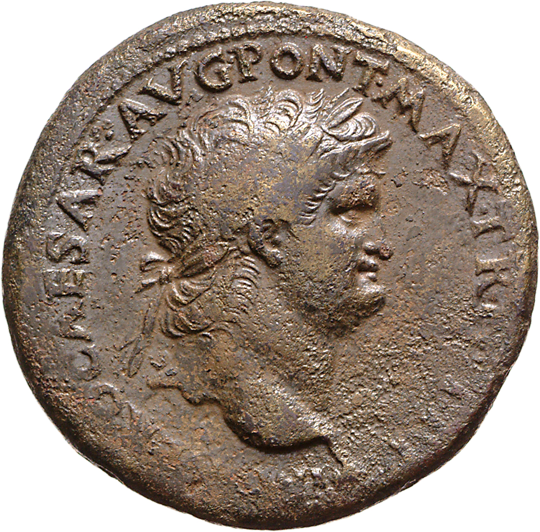 RIC I (second edition) Nero 510 Nero obverse, Head of Nero, laureate, right; small globe at point of neck