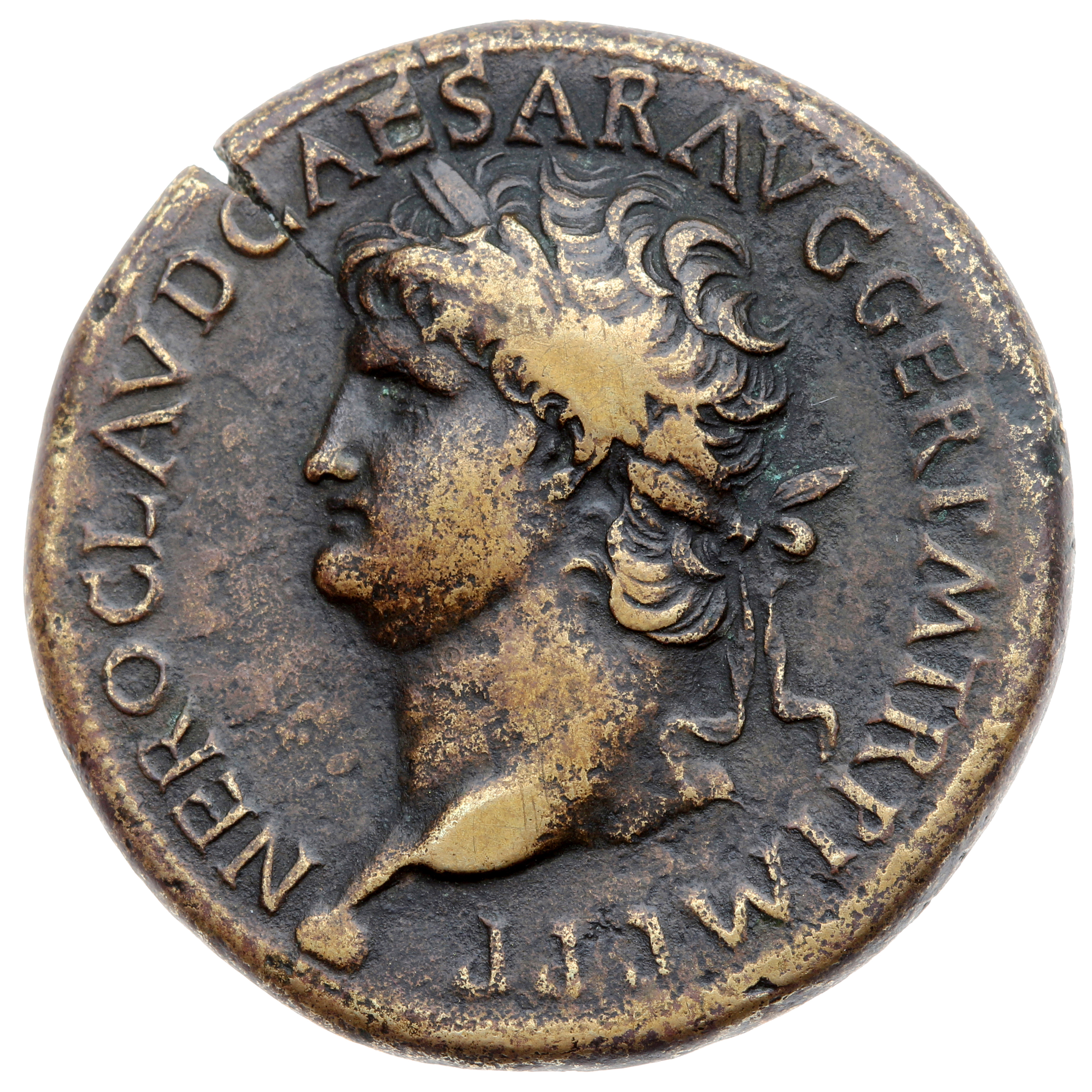 RIC I (second edition) Nero 512 Nero obverse, Head of Nero, laureate, left; small globe at point of neck