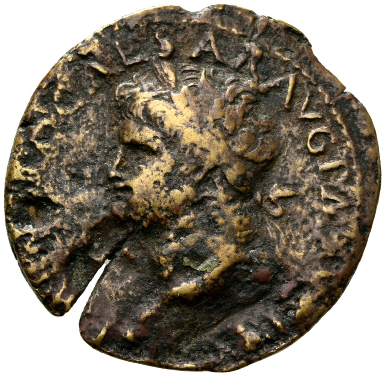 RIC I (second edition) Nero 519 Nero obverse, Head of Nero, laureate, left; small globe at point of neck