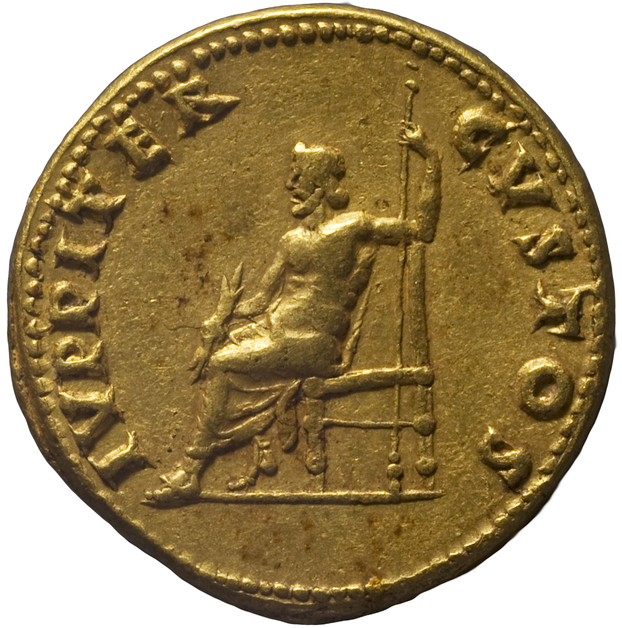 RIC I (second edition) Nero 52 Nero reverse, Jupiter, bare to waist, cloak round lower limbs, seated, left on throne, hold...