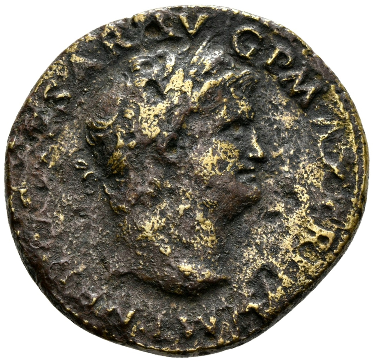 RIC I (second edition) Nero 522 Nero obverse, Head of Nero, laureate, right; small globe at point of neck