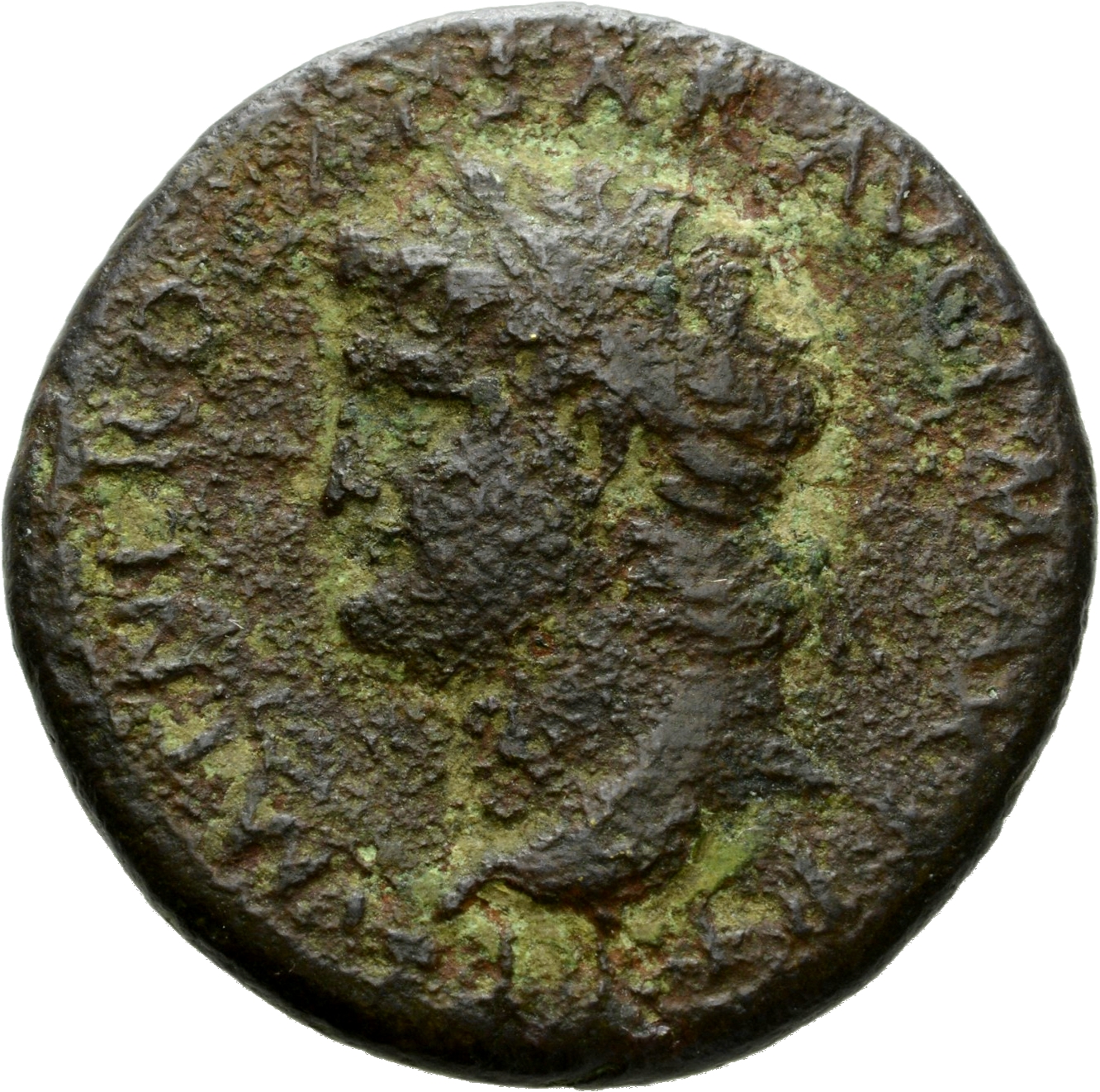 RIC I (second edition) Nero 523 Nero obverse, Head of Nero, laureate, left; small globe at point of neck