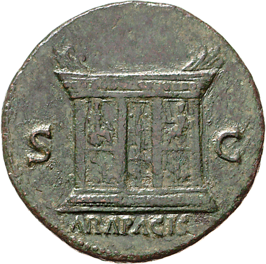 RIC I (second edition) Nero 527 Nero reverse, Altar with decorated panels and ornamented top, and central double doors