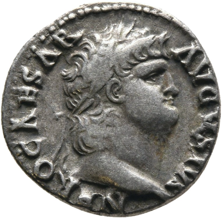 RIC I (second edition) Nero 53 Nero obverse, Head of Nero, laureate, right, with beard