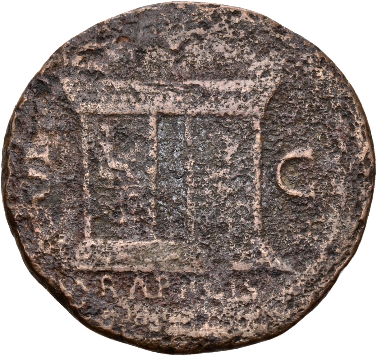 RIC I (second edition) Nero 530 Nero reverse, Altar with decorated panels and ornamented top, and central double doors