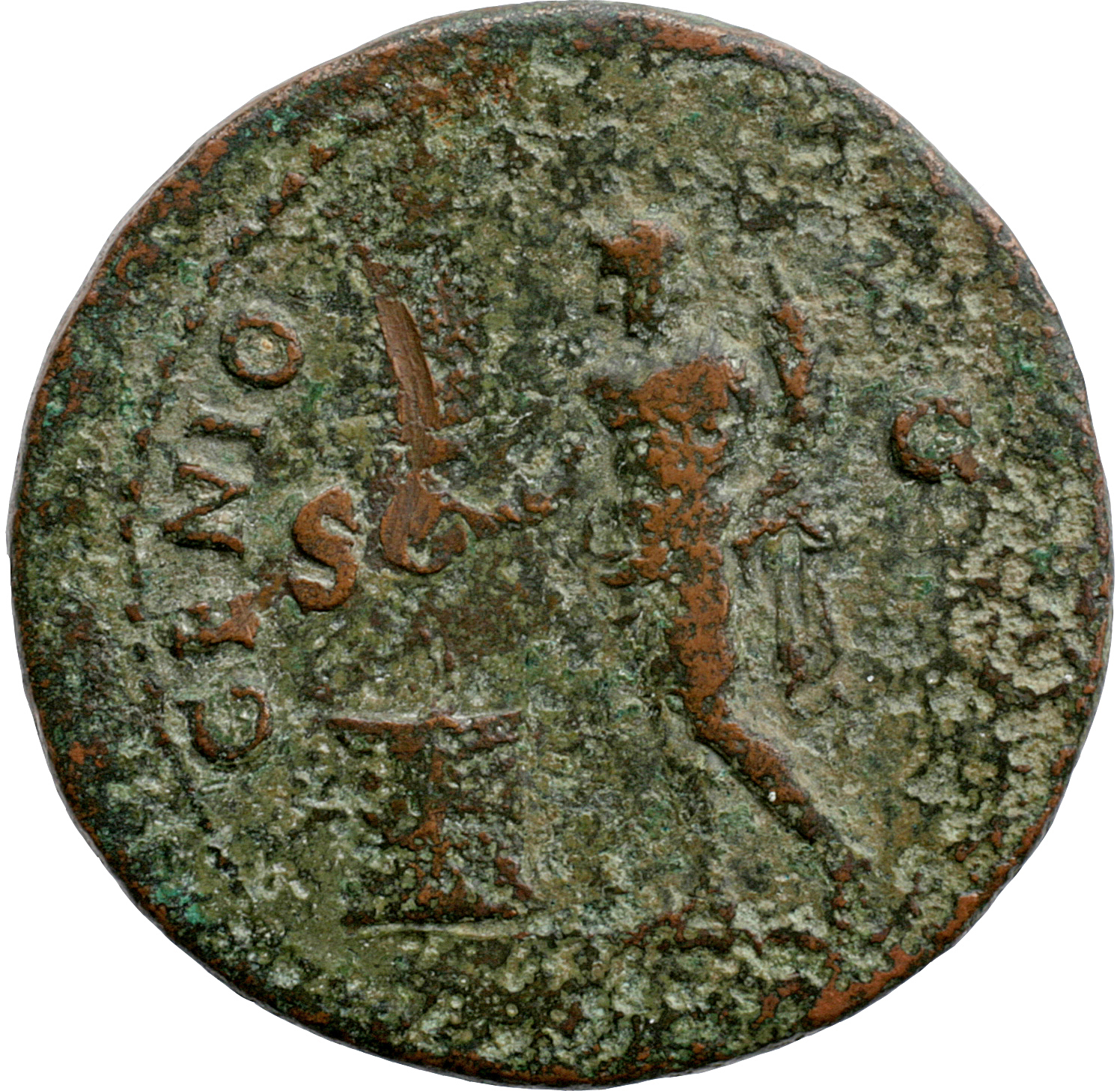 RIC I (second edition) Nero 533 Nero reverse, Genius Populi Romani standing left, holding patera over flaming altar in rig...