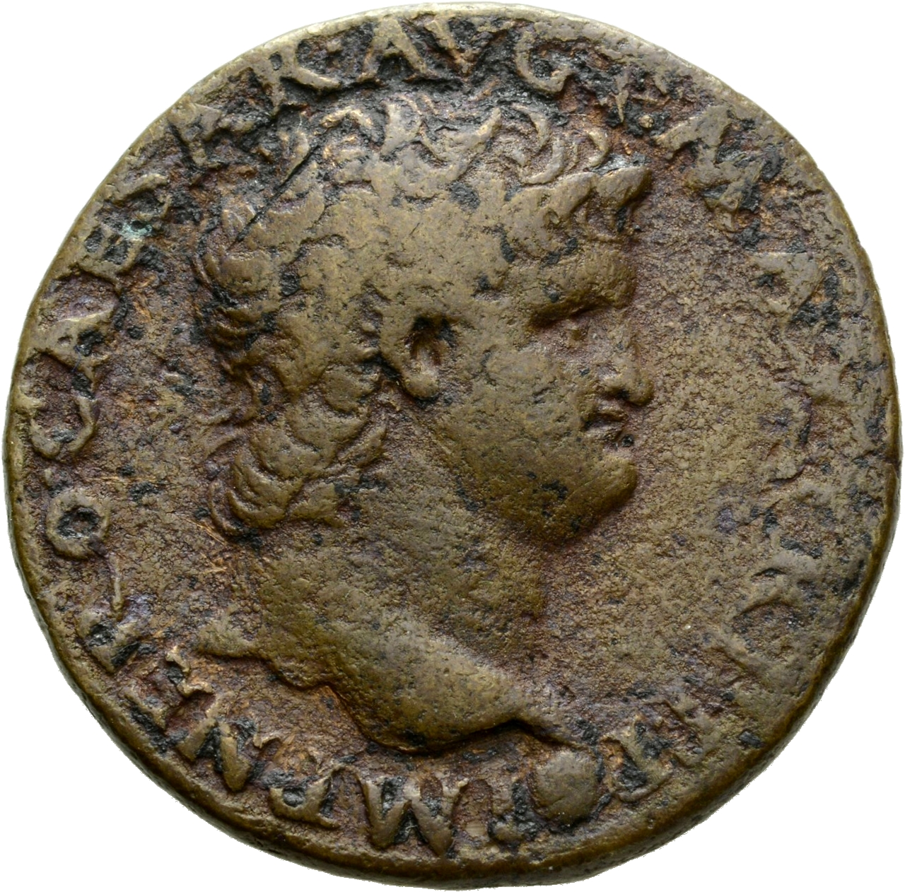 RIC I (second edition) Nero 533 Nero obverse, Head of Nero, bare, right; small globe at point of neck