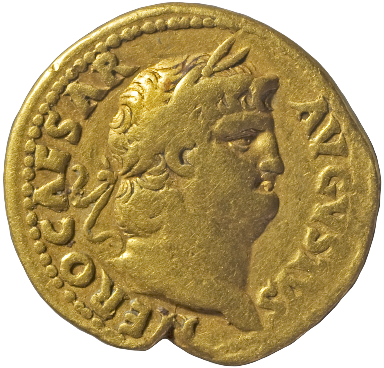 RIC I (second edition) Nero 54 Nero obverse, Head of Nero, laureate, right, with beard