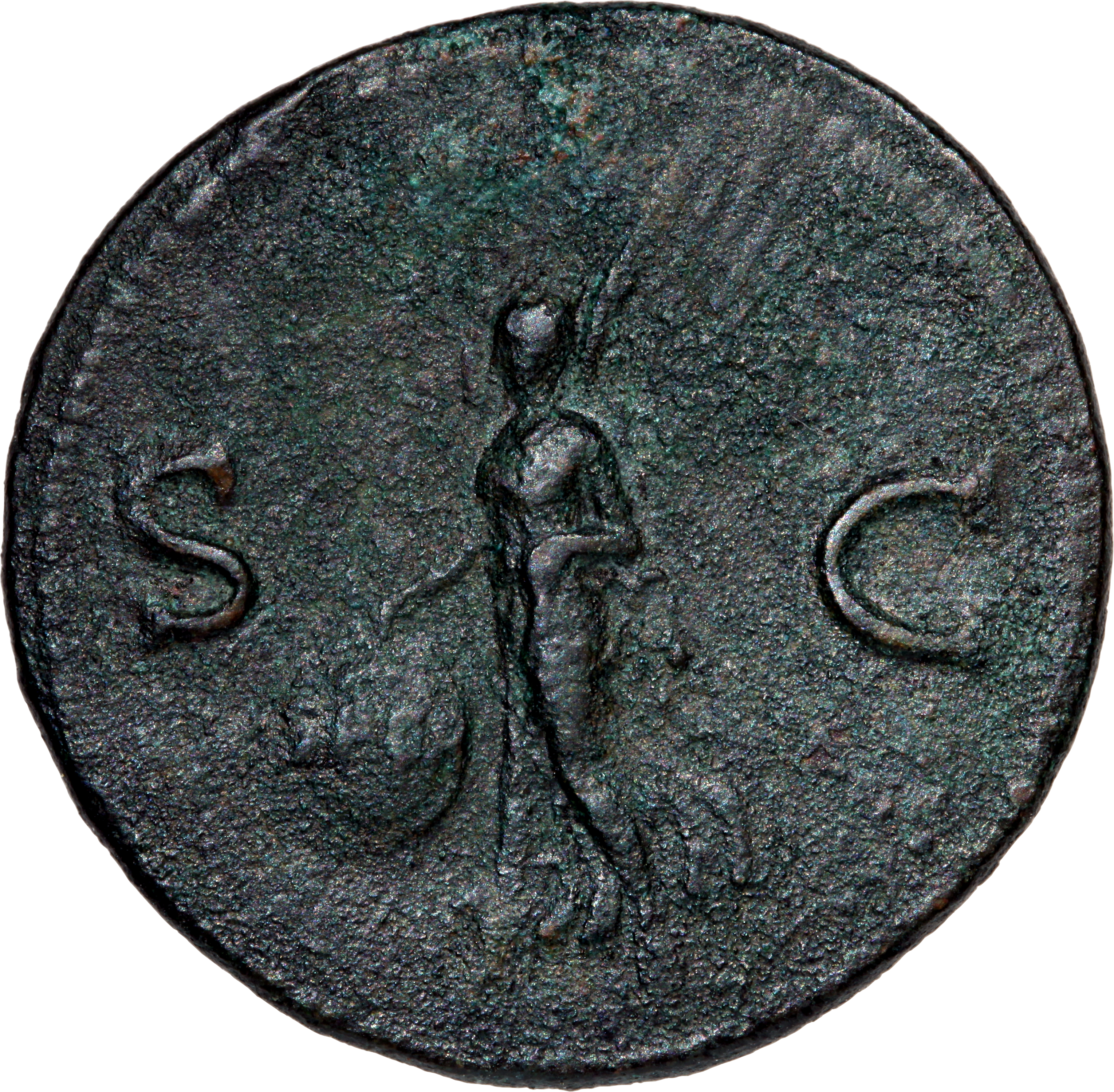 RIC I (second edition) Nero 545 Nero reverse, Victory, winged, draped, moving left, holding in both hands shield inscribed...