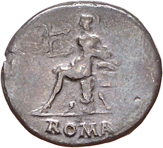 RIC I (second edition) Nero 55 Nero reverse, Roma, helmeted and draped, seated left on cuirass, holding Victory in right h...