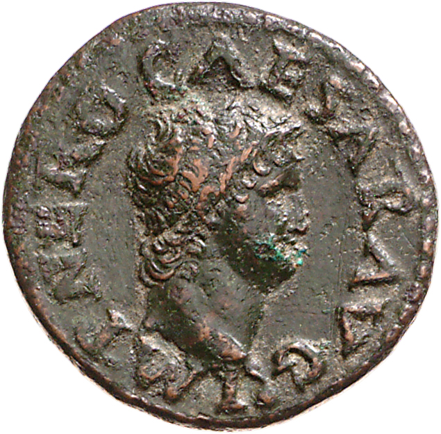 RIC I (second edition) Nero 550 Nero obverse, Head of Nero, bare, right; small globe at point of neck