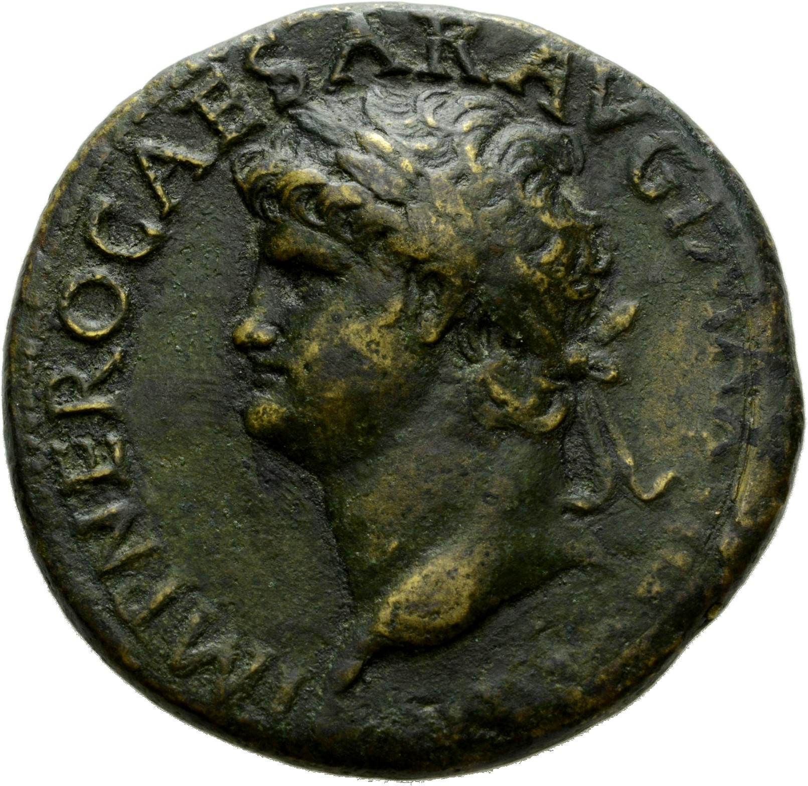 RIC I (second edition) Nero 580 Nero obverse, Head of Nero, laureate, left; small globe at point of neck