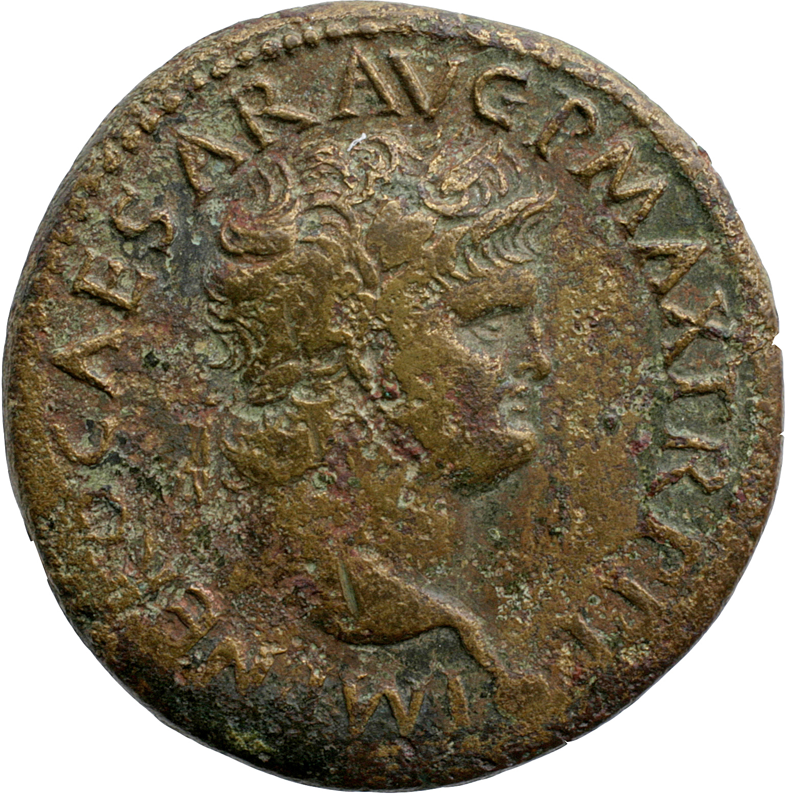 RIC I (second edition) Nero 601 Nero obverse, Head of Nero, laureate, right; small globe at point of neck