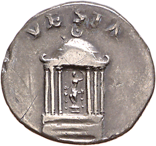 RIC I (second edition) Nero 62 Nero reverse, Round hexastyle temple with statue of Vesta inside