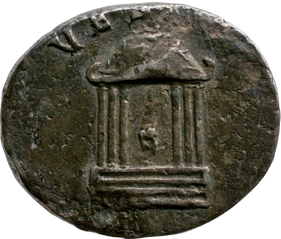 RIC I (second edition) Nero 62 Nero reverse, Round hexastyle temple with statue of Vesta inside
