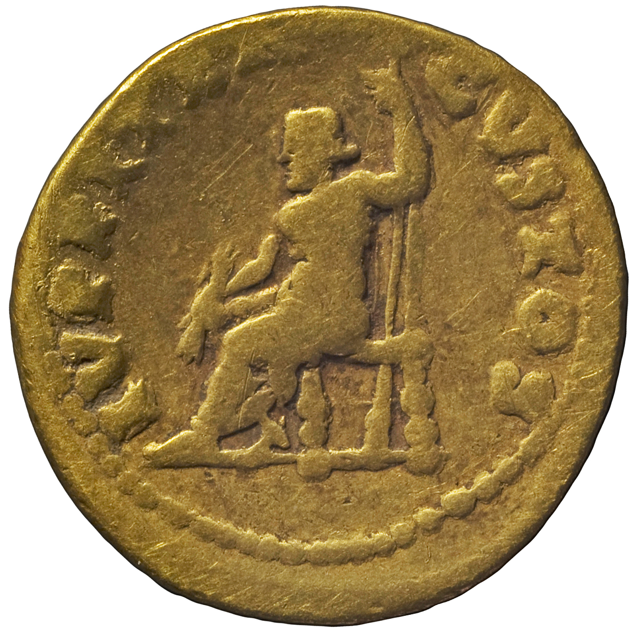RIC I (second edition) Nero 63 Nero reverse, Jupiter, bare to waist, cloak round lower limbs, seated, left on throne, hold...