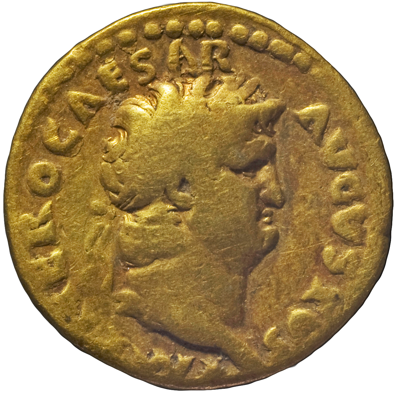 RIC I (second edition) Nero 63 Nero obverse, Head of Nero, laureate, right, with beard