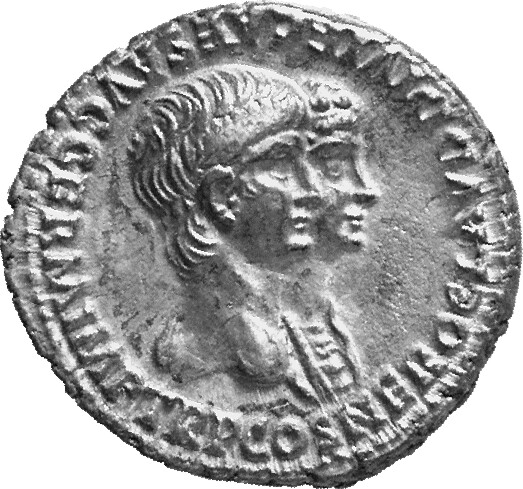 RIC I (second edition) Nero 7 Nero obverse, Jugate busts, right of Nero (in forefront), bare-headed and draped at back of ...