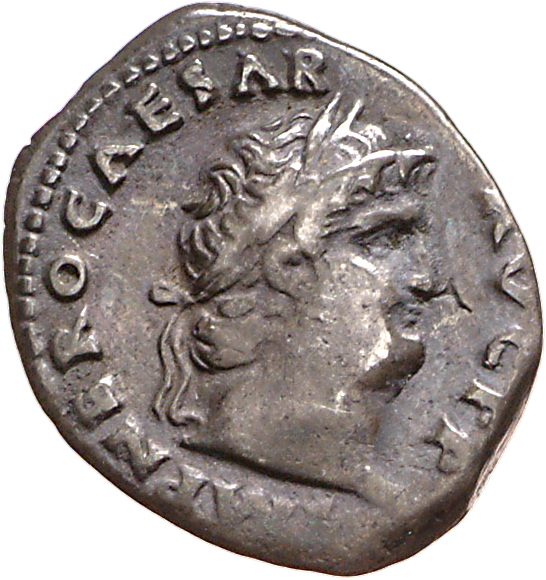 RIC I (second edition) Nero 72 Nero obverse, Head of Nero, laureate, right, with beard