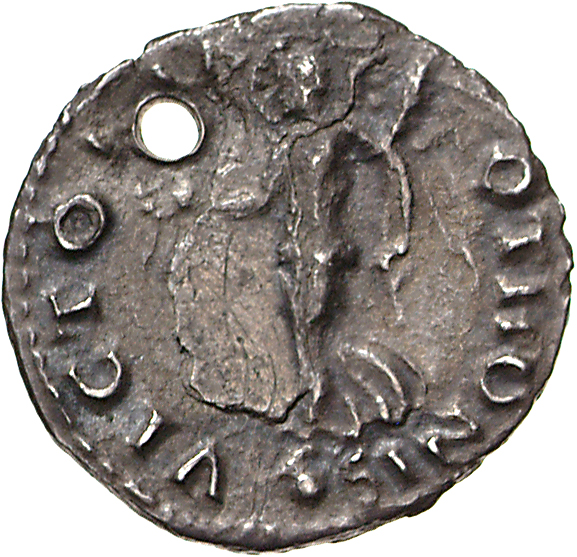RIC I (second edition) Otho 17 Otho reverse, Victory, draped, standing left on globe, holding wreath in right hand and pal...
