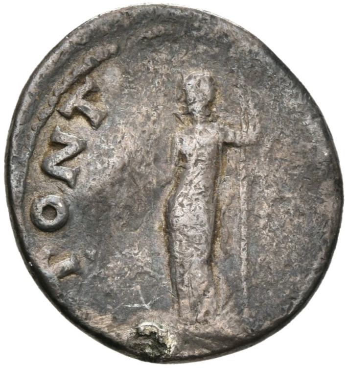 RIC I (second edition) Otho 19 Otho reverse — Aequitas, draped, standing left, holding scales in right hand and sceptre or...