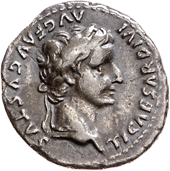 RIC I (second edition) Tiberius 26 Tiberius obverse, Head of Tiberius, laureate, right